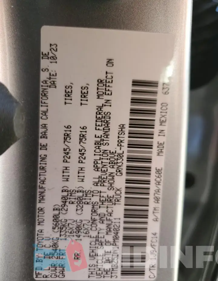 3TMBZ5DN1PM040211 Photo# 12