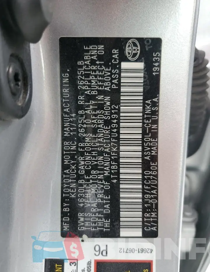 4T1BF1FK7FU494912 Photo# 13