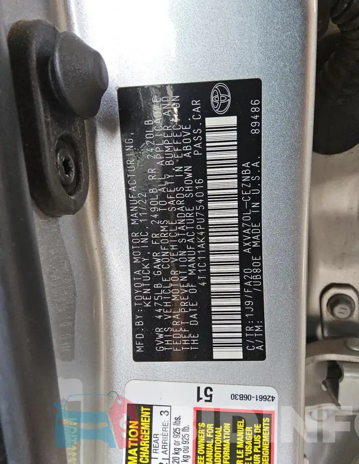 4T1C11AK4PU754016 Photo# 12