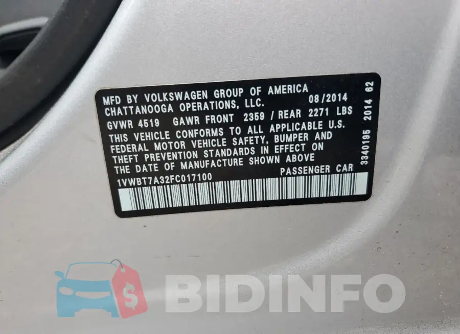 1VWBT7A32FC017100 Photo# 12