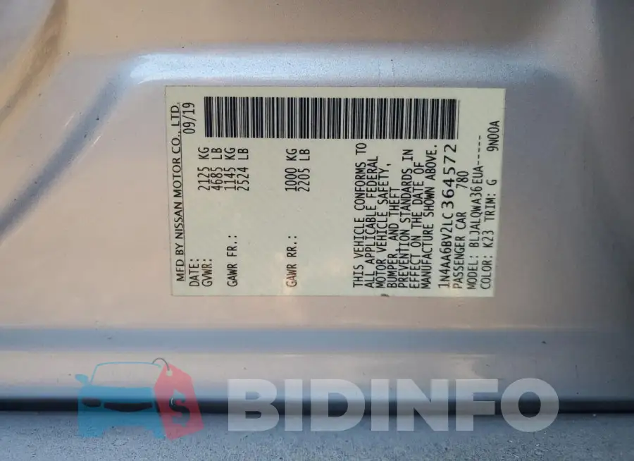 1N4AA6BV2LC364572 Photo# 12