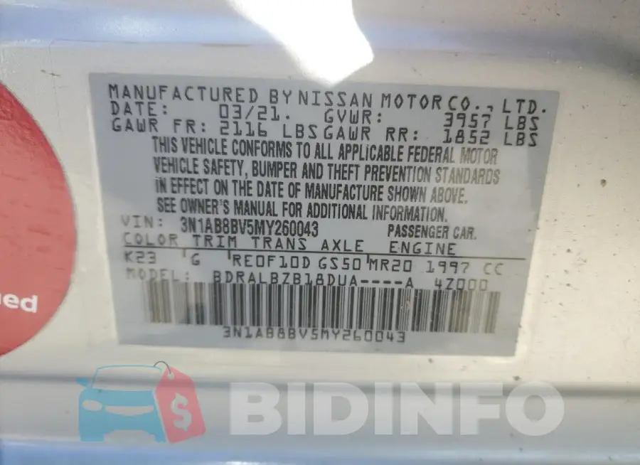3N1AB8BV5MY260043 Photo# 13