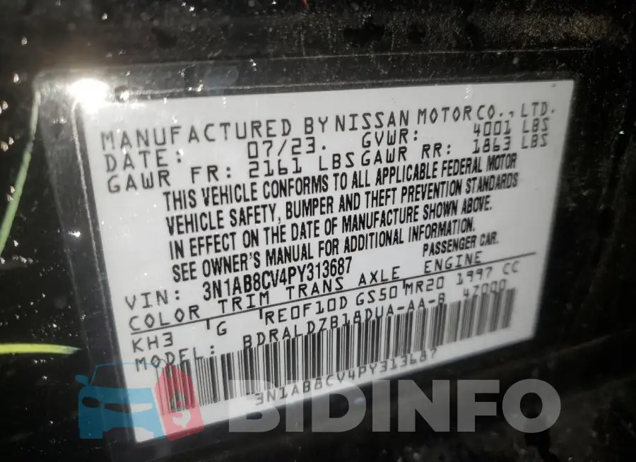 3N1AB8CV4PY313687 Photo# 12