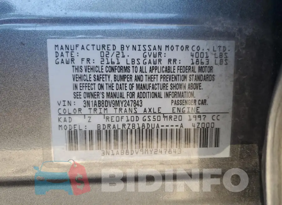 3N1AB8DV9MY247843 Photo# 12