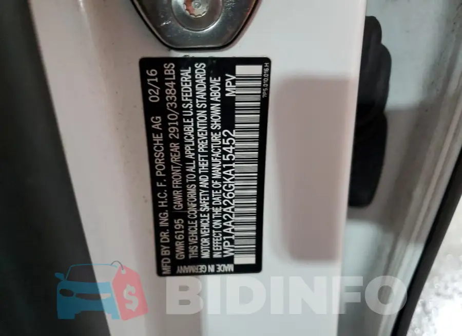 WP1AA2A26GKA15452 Photo# 13