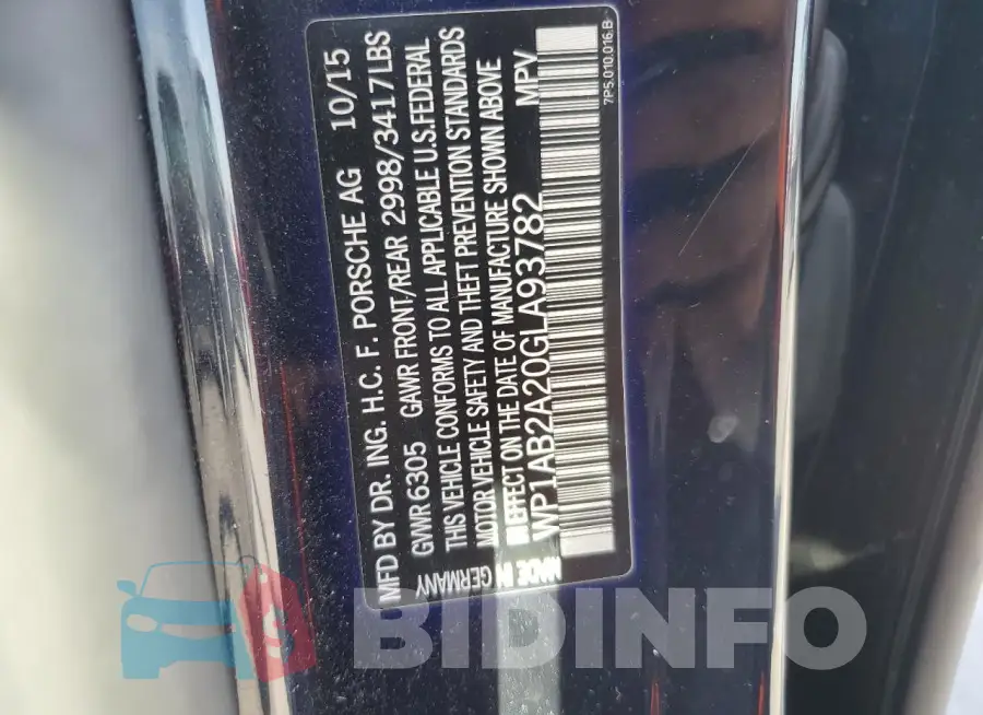 WP1AB2A20GLA93782 Photo# 13