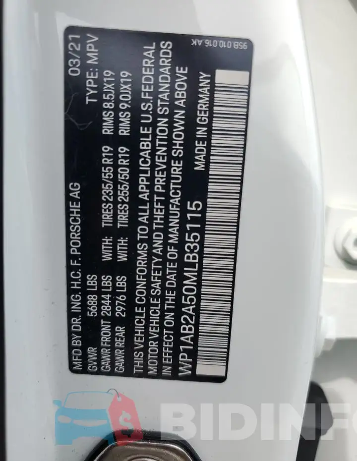 WP1AB2A50MLB35115 Photo# 14