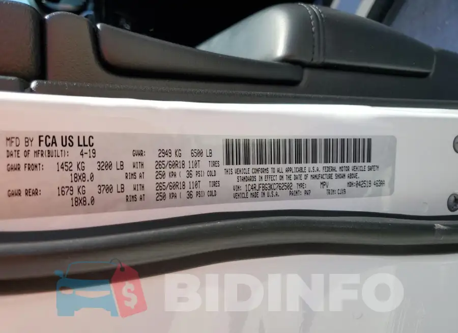 1C4RJFBG3KC762502 Photo# 13