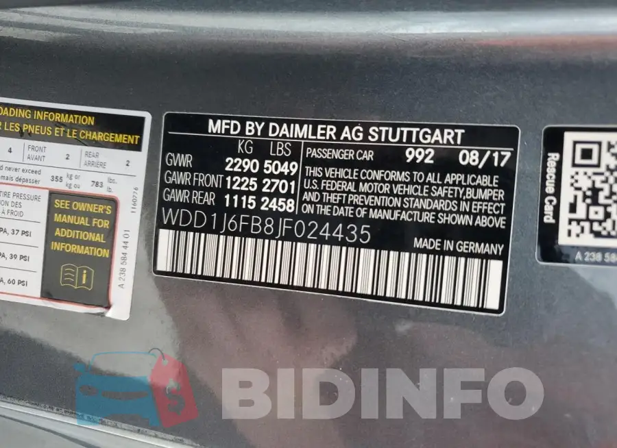 WDD1J6FB8JF024435 Photo# 12