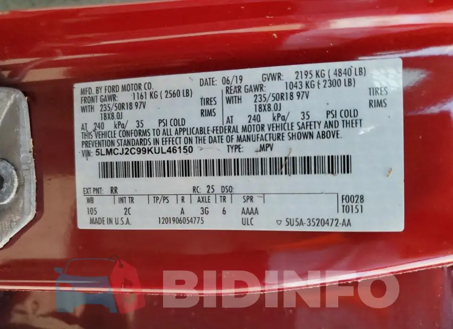 5LMCJ2C99KUL46150 Photo# 14