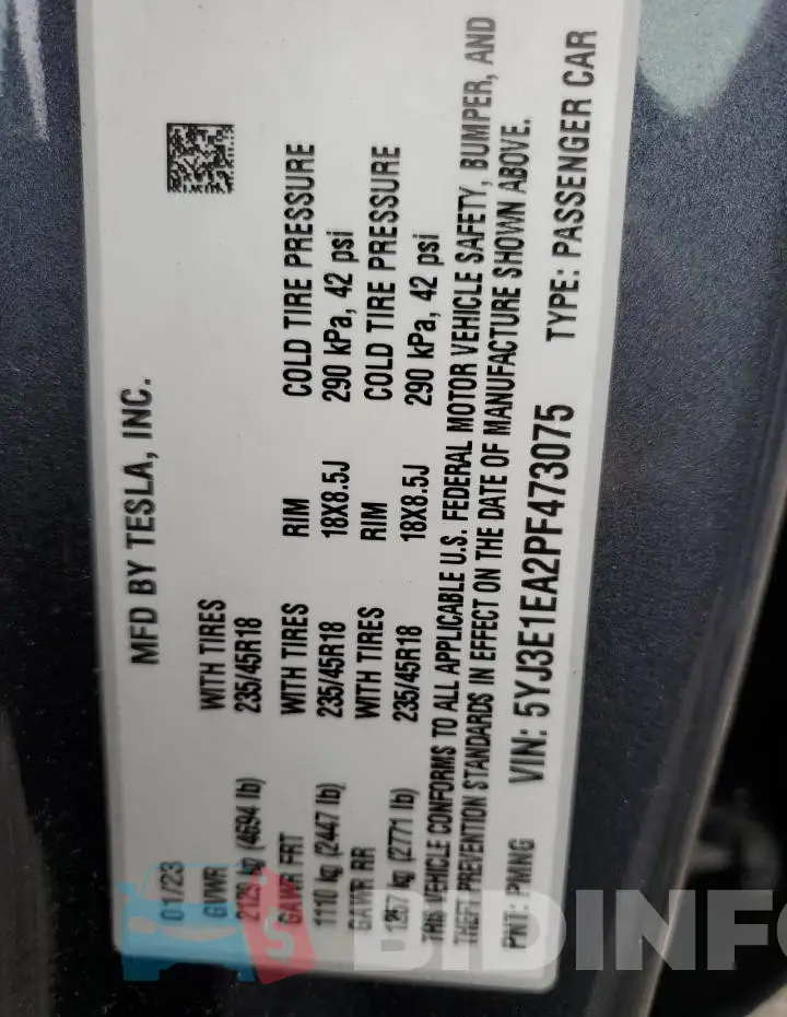 5YJ3E1EA2PF473075 Photo# 12