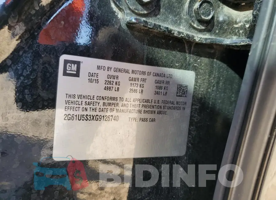 2G61U5S3XG9126740 Photo# 12