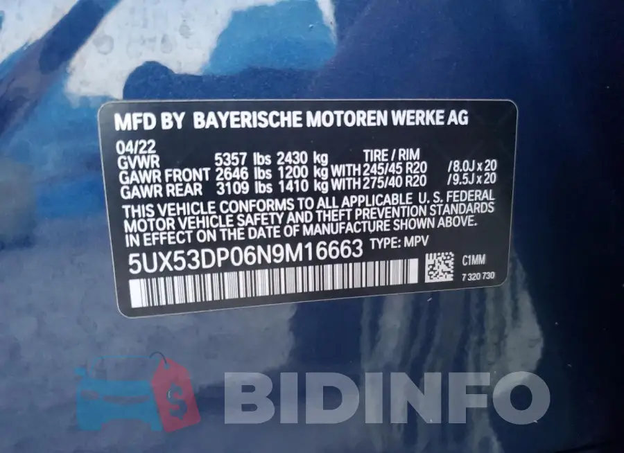 5UX53DP06N9M16663 Photo# 14