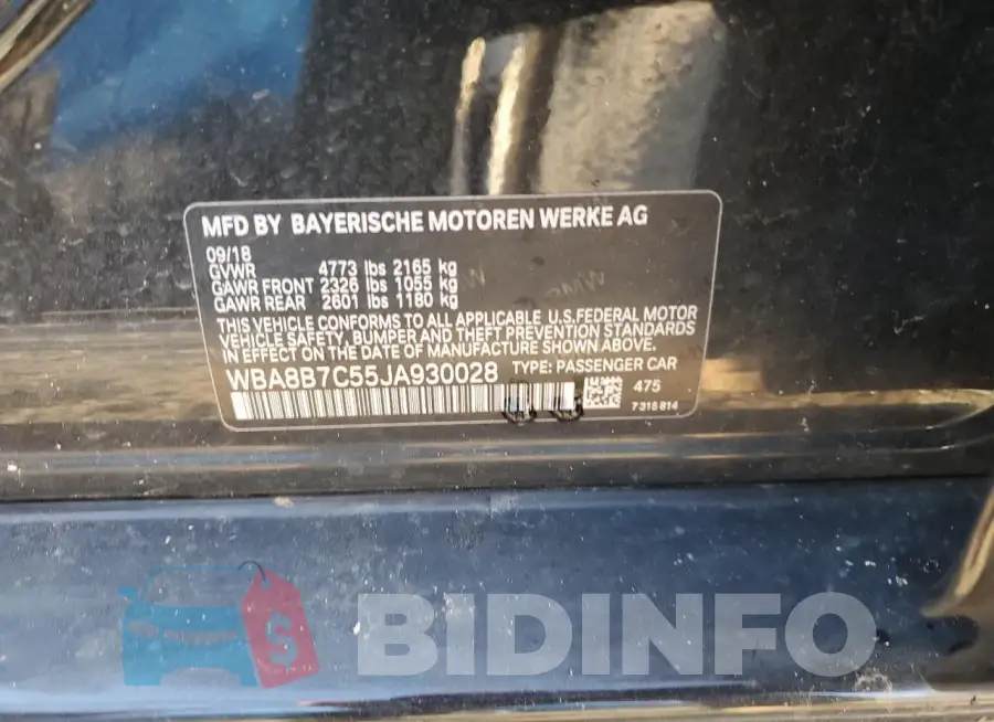 WBA8B7C55JA930028 Photo# 12