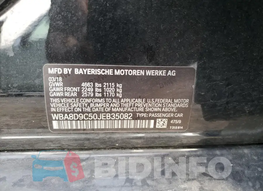 WBA8D9C50JEB35082 Photo# 12
