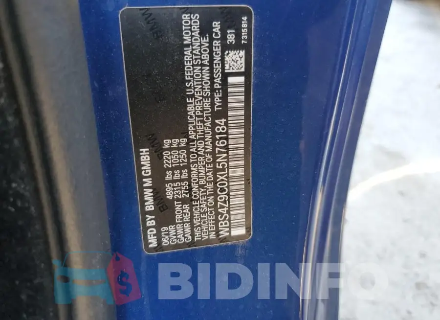 WBS4Z9C0XL5N76184 Photo# 13
