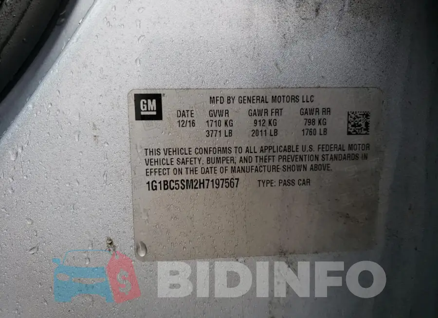 1G1BC5SM2H7197567 Photo# 12