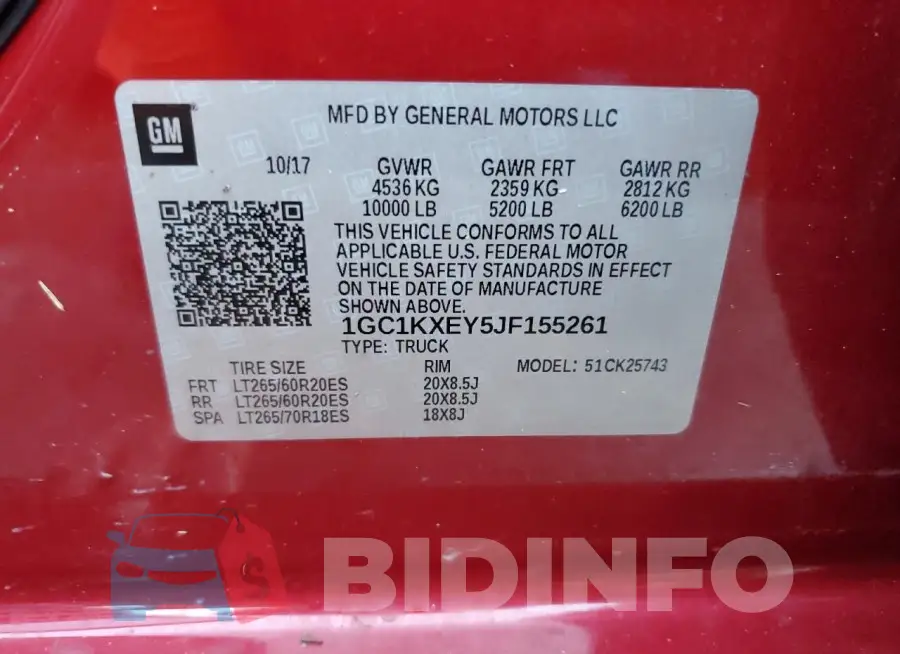 1GC1KXEY5JF155261 Photo# 13