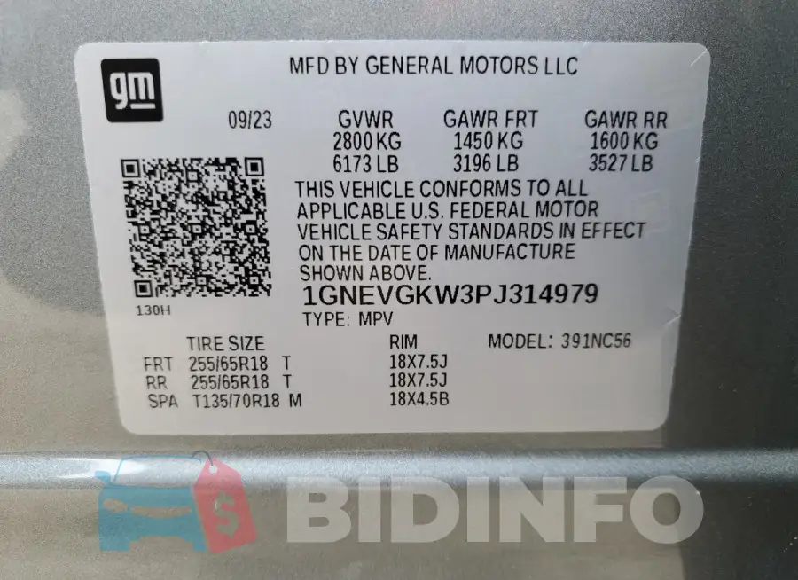 1GNEVGKW3PJ314979 Photo# 14