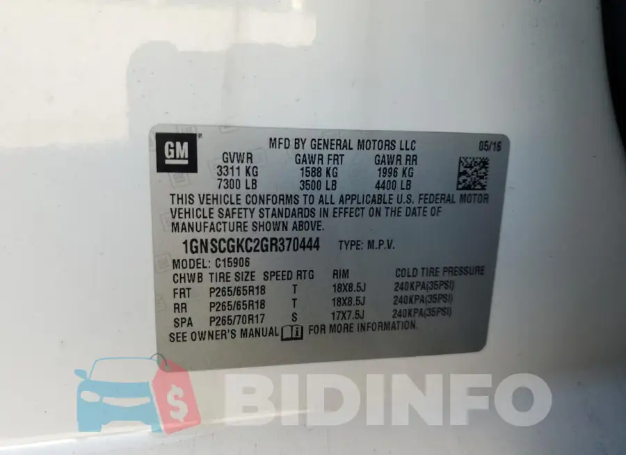 1GNSCGKC2GR370444 Photo# 14