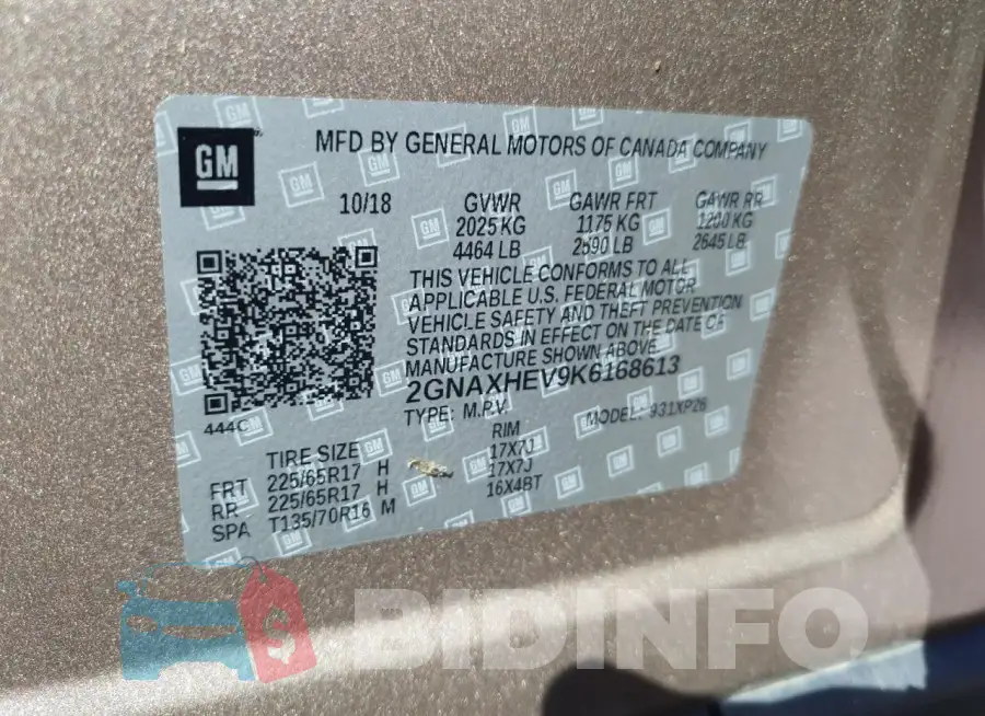 2GNAXHEV9K6168613 Photo# 14