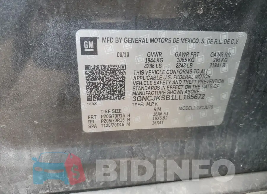 3GNCJKSB1LL165672 Photo# 12