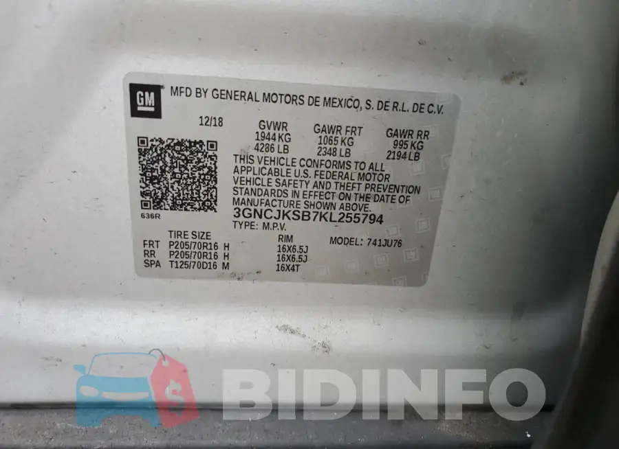 3GNCJKSB7KL255794 Photo# 13