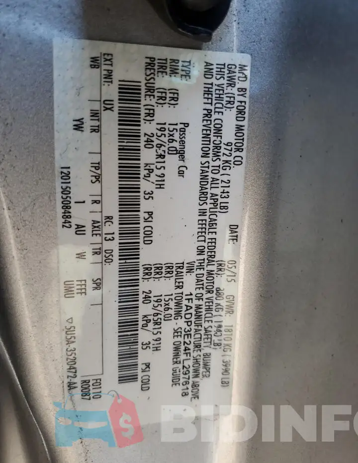 1FADP3E24FL297618 Photo# 12