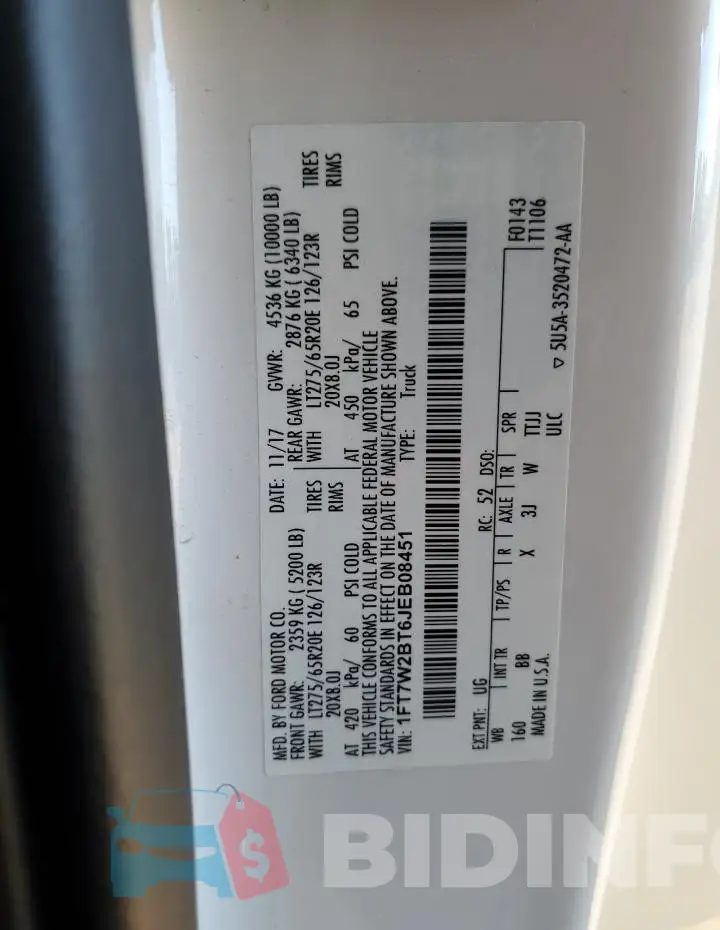 1FT7W2BT6JEB08451 Photo# 12