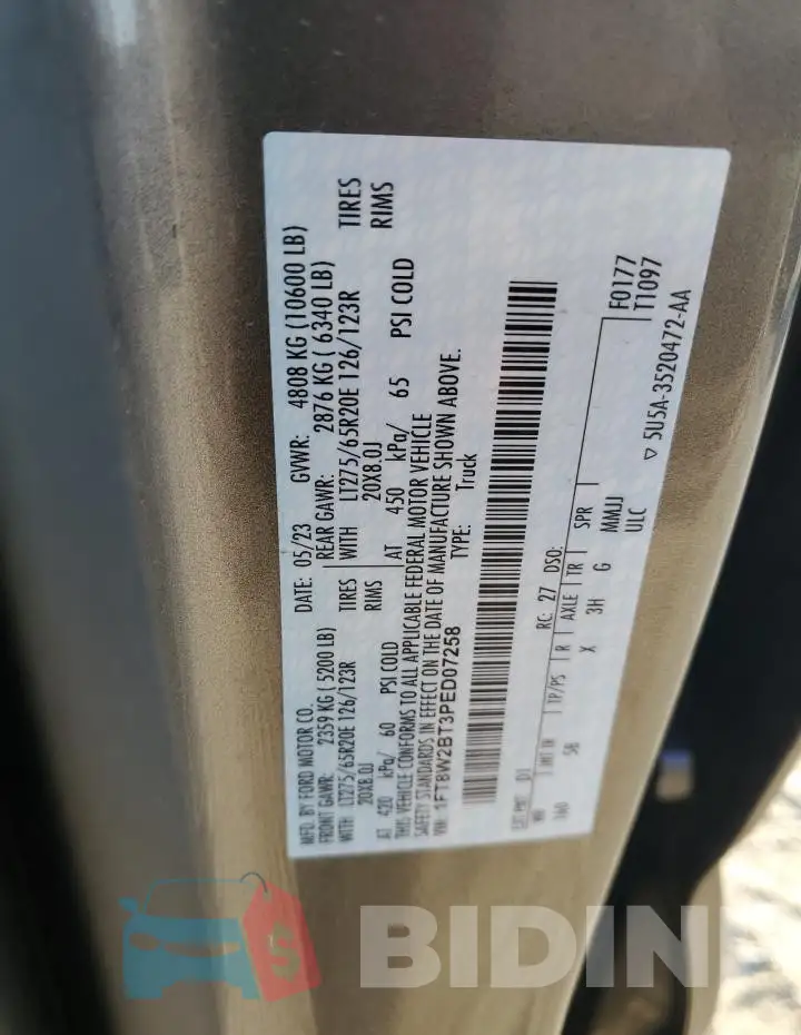 1FT8W2BT3PED07258 Photo# 13
