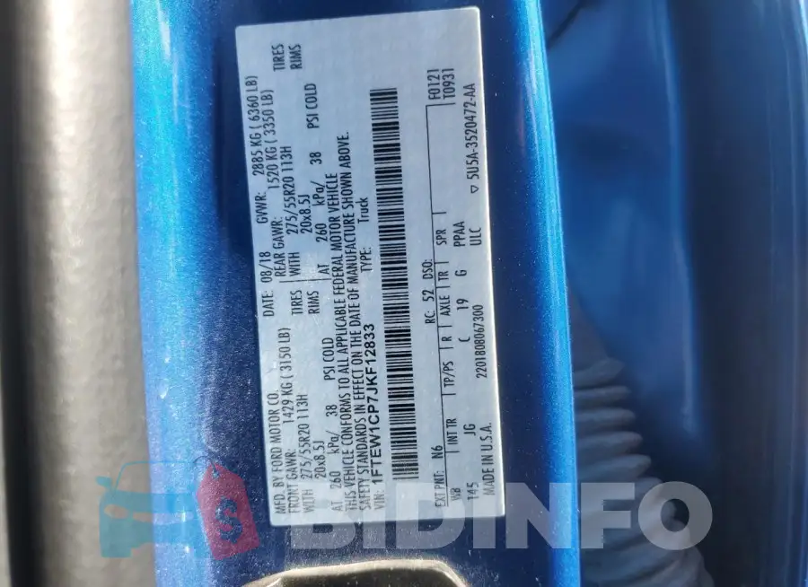 1FTEW1CP7JKF12833 Photo# 13