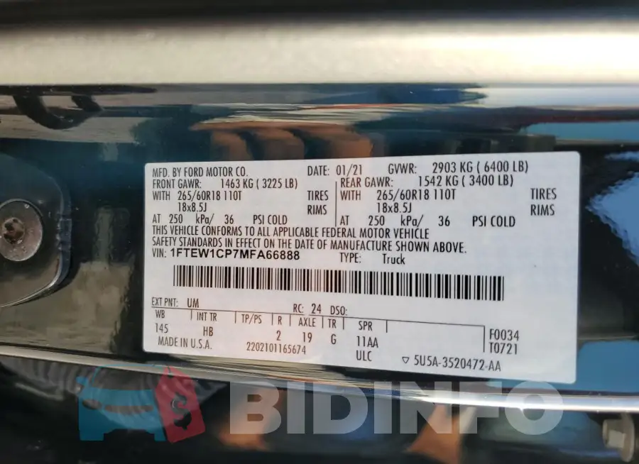 1FTEW1CP7MFA66888 Photo# 13