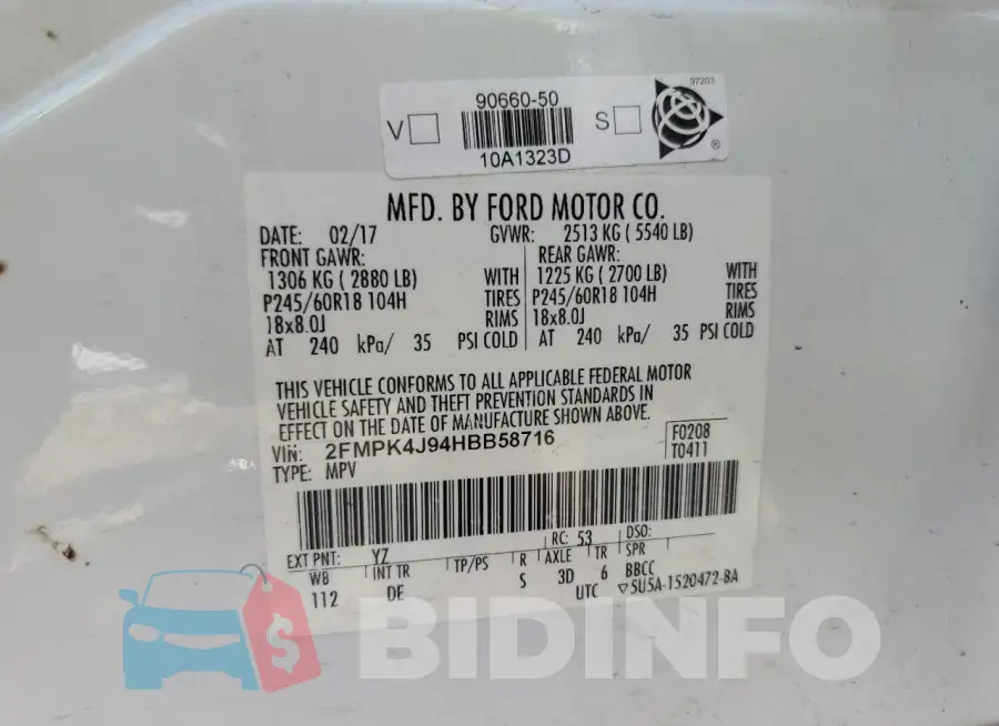 2FMPK4J94HBB58716 Photo# 12