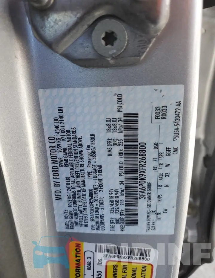 3FA6P0K9XFR268800 Photo# 13