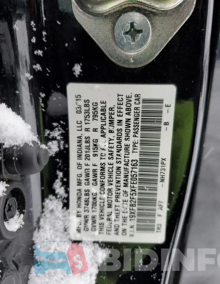19XFB2F5XFE057163 Photo# 12