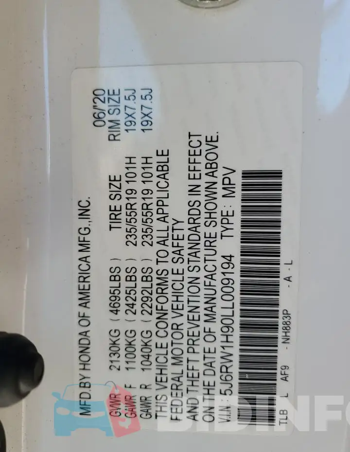 5J6RW1H90LL009194 Photo# 13