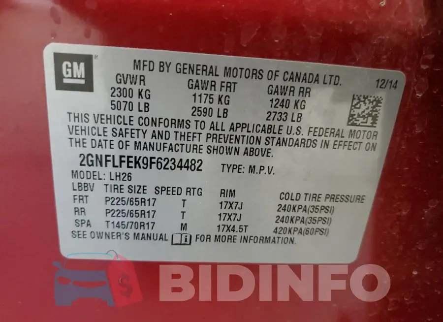 2GNFLFEK9F6234482 Photo# 14