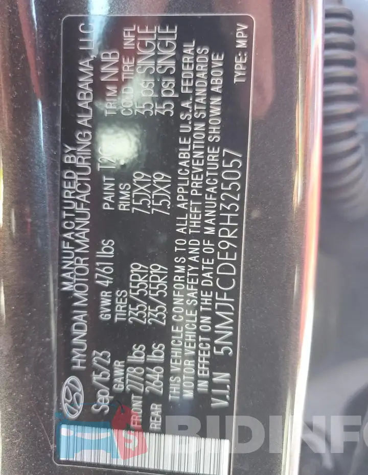5NMJFCDE9RH325057 Photo# 14