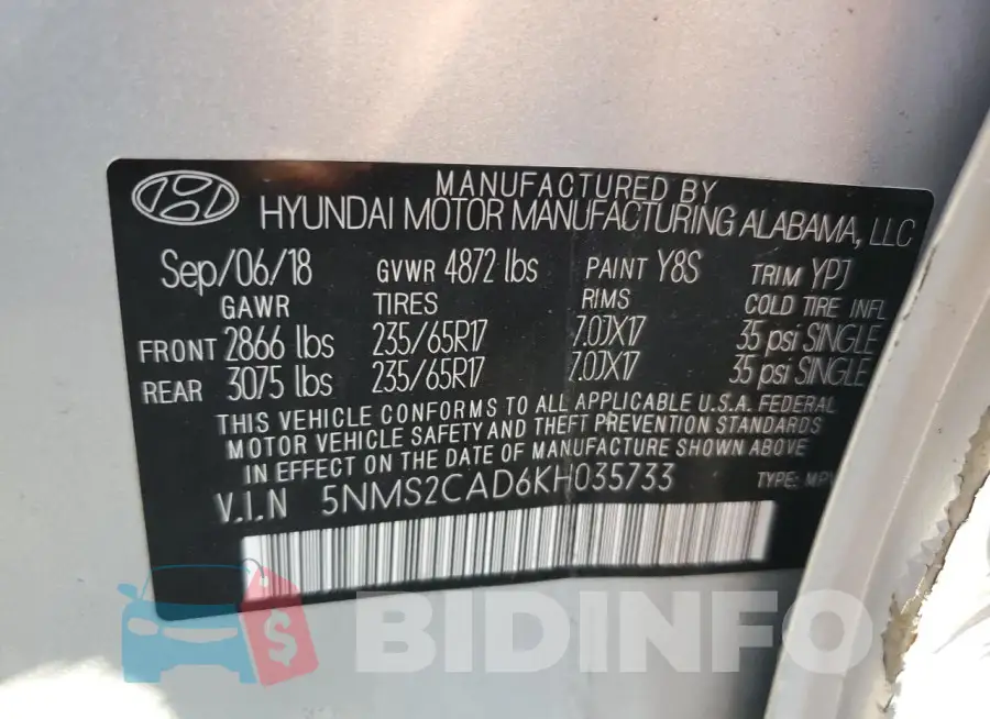 5NMS2CAD6KH035733 Photo# 13