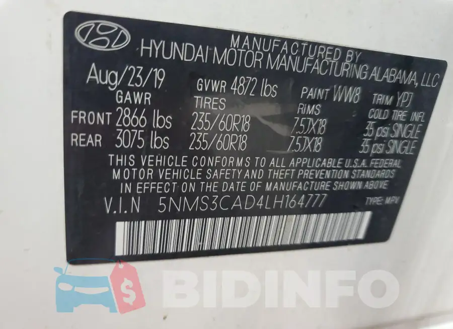 5NMS3CAD4LH164777 Photo# 14