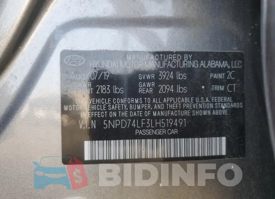5NPD74LF3LH519491 Photo# 13
