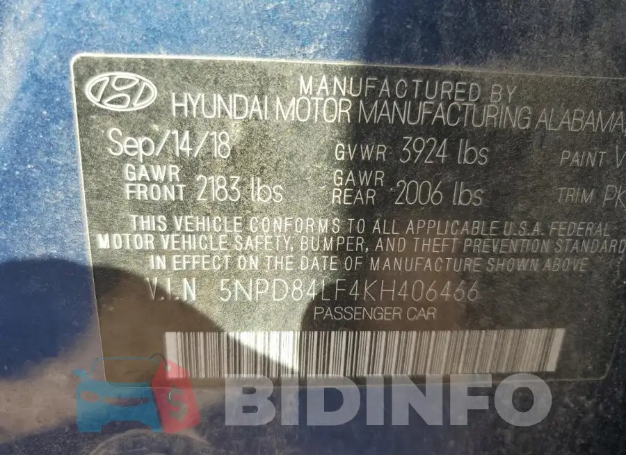 5NPD84LF4KH406466 Photo# 12