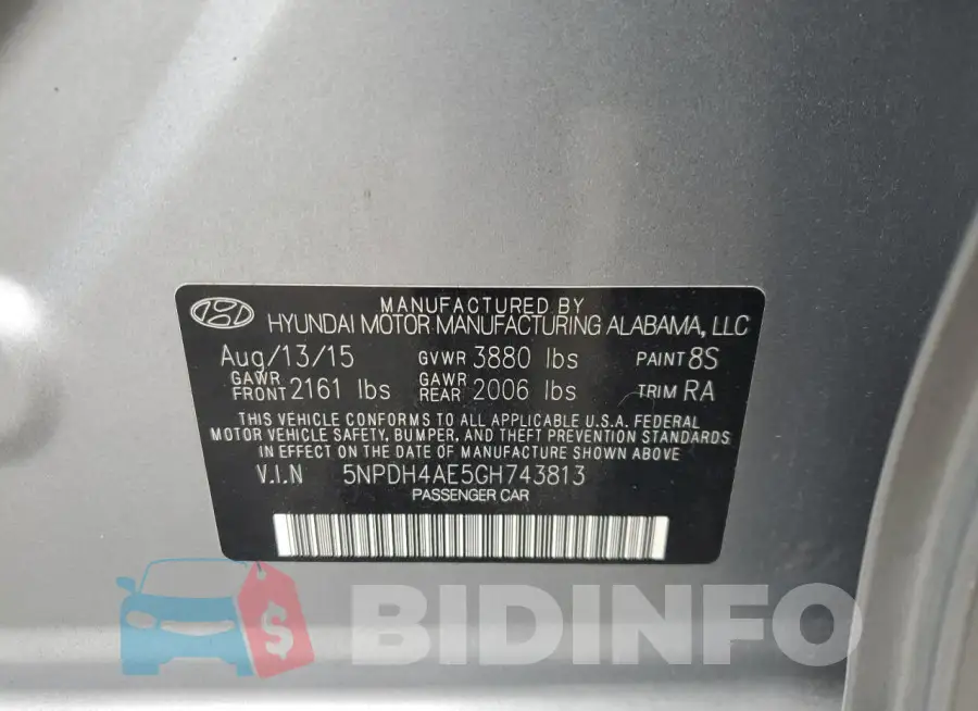 5NPDH4AE5GH743813 Photo# 12