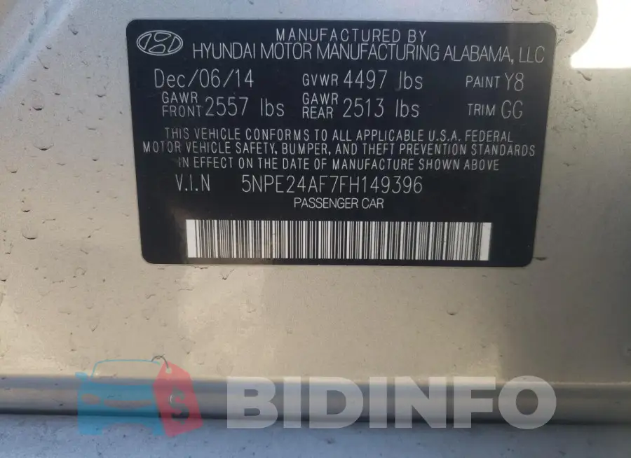 5NPE24AF7FH149396 Photo# 13