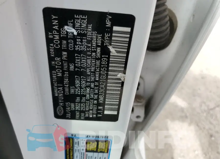 KM8J3CA21GU051891 Photo# 13