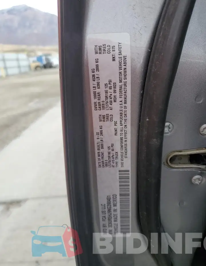 3C6UR5HJ9NG390401 Photo# 12