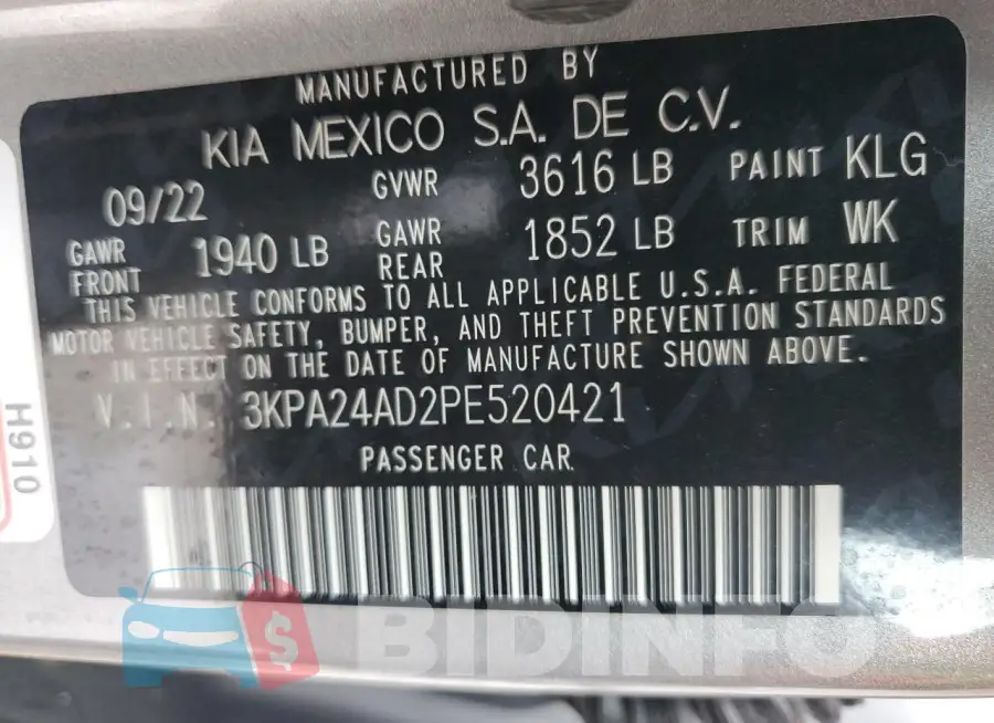 3KPA24AD2PE520421 Photo# 13
