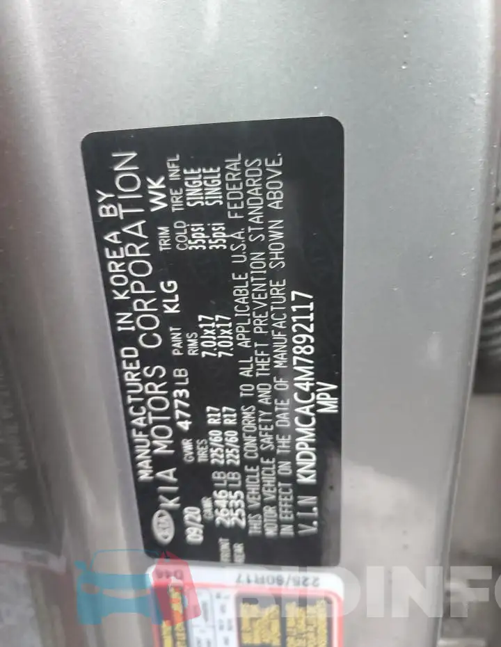 KNDPMCAC4M7892117 Photo# 13
