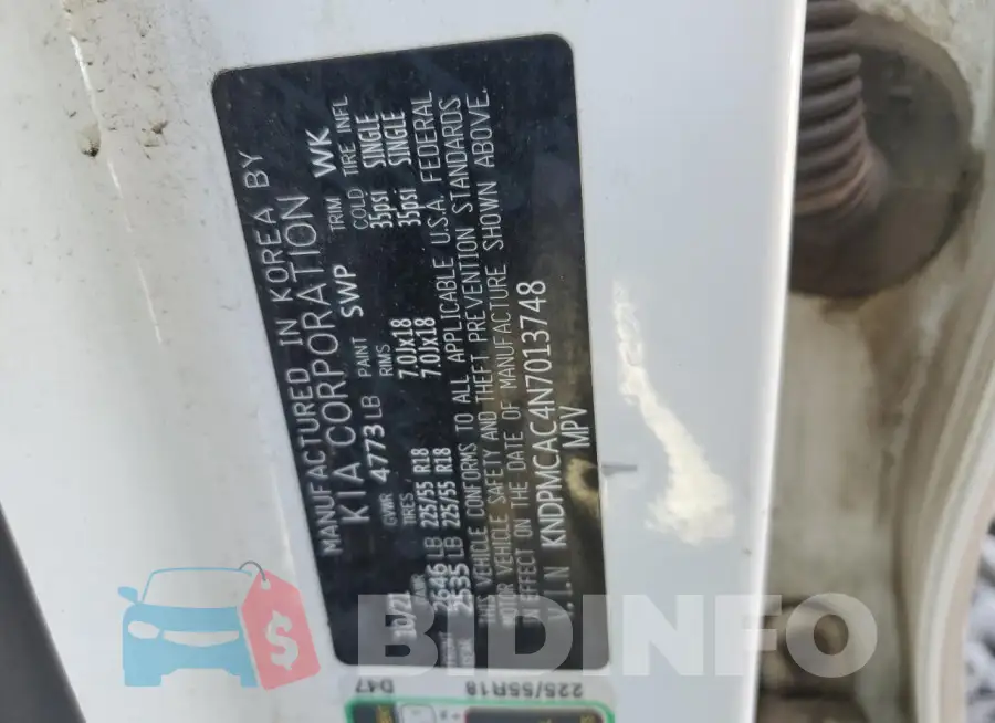 KNDPMCAC4N7013748 Photo# 13