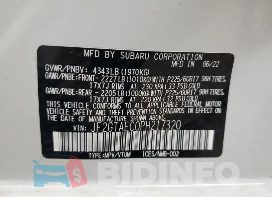 JF2GTAEC0PH217320 Photo# 13